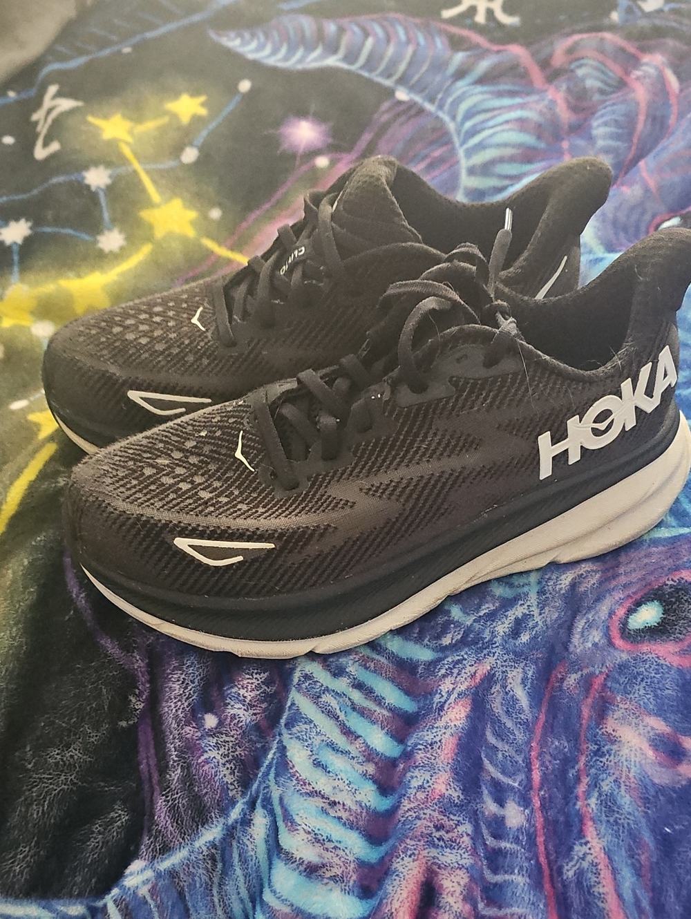 Hoka Women's Black and White Running Shoes - Cushioned Support